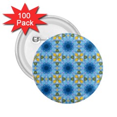 Blue Nice Daisy Flower Ang Yellow Squares 2 25  Buttons (100 Pack) 