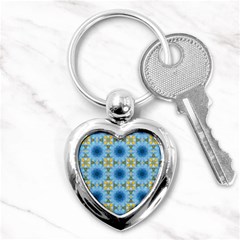 Blue Nice Daisy Flower Ang Yellow Squares Key Chains (heart) 