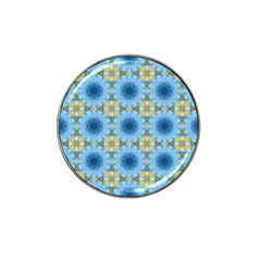 Blue Nice Daisy Flower Ang Yellow Squares Hat Clip Ball Marker (4 Pack) by MaryIllustrations