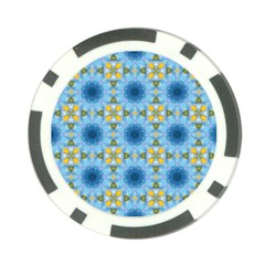 Blue Nice Daisy Flower Ang Yellow Squares Poker Chip Card Guard by MaryIllustrations