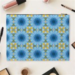 blue nice Daisy flower ang yellow squares Cosmetic Bag (XL) Back