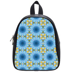 Blue Nice Daisy Flower Ang Yellow Squares School Bag (small)