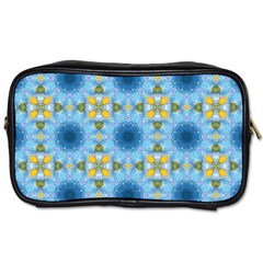 Blue Nice Daisy Flower Ang Yellow Squares Toiletries Bags by MaryIllustrations