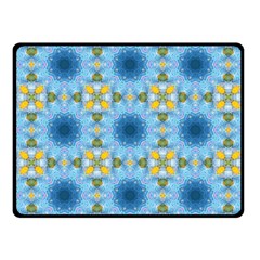 Blue Nice Daisy Flower Ang Yellow Squares Fleece Blanket (small)