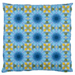 Blue Nice Daisy Flower Ang Yellow Squares Large Cushion Case (one Side) by MaryIllustrations