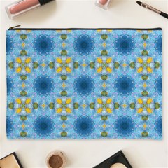 Blue Nice Daisy Flower Ang Yellow Squares Cosmetic Bag (xxxl)  by MaryIllustrations