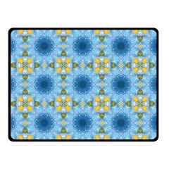 Blue Nice Daisy Flower Ang Yellow Squares Double Sided Fleece Blanket (small)  by MaryIllustrations