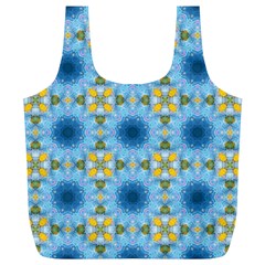 Blue Nice Daisy Flower Ang Yellow Squares Full Print Recycle Bags (l)  by MaryIllustrations