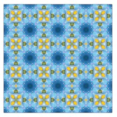 Blue Nice Daisy Flower Ang Yellow Squares Large Satin Scarf (square) by MaryIllustrations