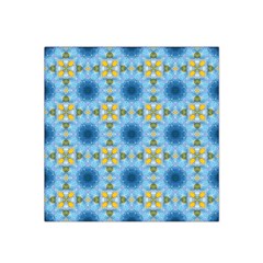 Blue Nice Daisy Flower Ang Yellow Squares Satin Bandana Scarf by MaryIllustrations