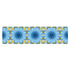 Blue Nice Daisy Flower Ang Yellow Squares Satin Scarf (oblong) by MaryIllustrations