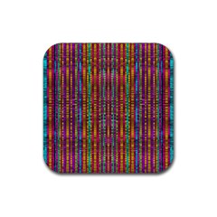 Star Fall In  Retro Peacock Colors Rubber Coaster (square)  by pepitasart