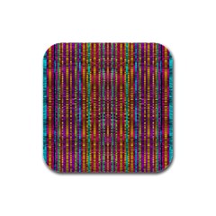 Star Fall In  Retro Peacock Colors Rubber Square Coaster (4 Pack)  by pepitasart