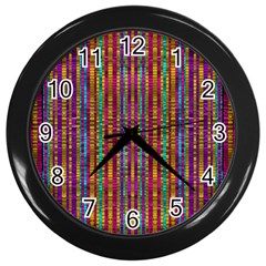 Star Fall In  Retro Peacock Colors Wall Clocks (black) by pepitasart