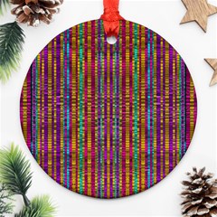 Star Fall In  Retro Peacock Colors Round Ornament (two Sides)