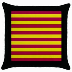 Red & Yellow Stripesi Throw Pillow Case (black) by norastpatrick