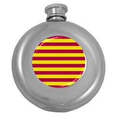 Red & Yellow Stripesi Round Hip Flask (5 Oz)