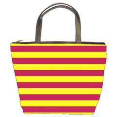 Red & Yellow Stripesi Bucket Bags by norastpatrick