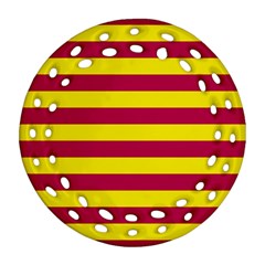 Red & Yellow Stripesi Round Filigree Ornament (two Sides)