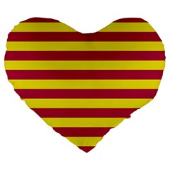 Red & Yellow Stripesi Large 19  Premium Heart Shape Cushions