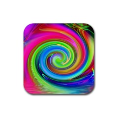 Rainbow Twist Rubber Coaster (square)  by norastpatrick