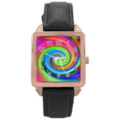 Rainbow Twist Rose Gold Leather Watch 