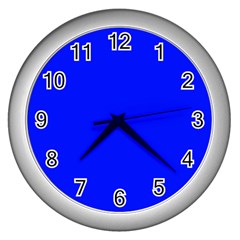 Blue! Blue! Blue! Wall Clocks (silver) 