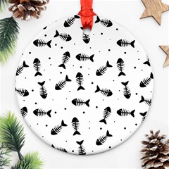 Fish Bones Pattern Ornament (round) by Valentinaart