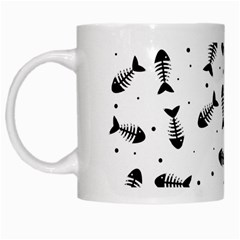 Fish Bones Pattern White Mugs by Valentinaart