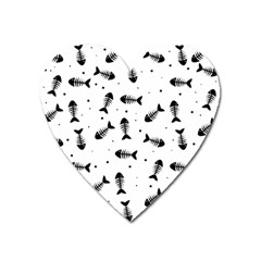 Fish Bones Pattern Heart Magnet by Valentinaart