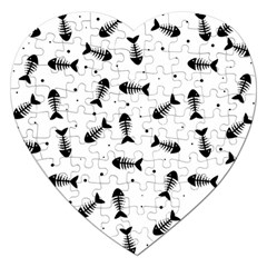 Fish Bones Pattern Jigsaw Puzzle (heart) by Valentinaart