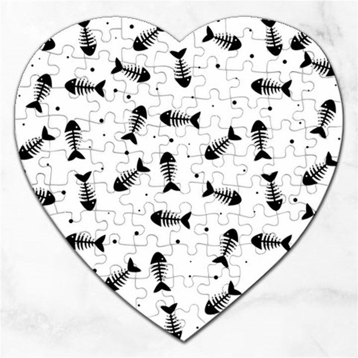 Fish bones pattern Jigsaw Puzzle (Heart)