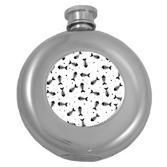 Fish Bones Pattern Round Hip Flask (5 Oz) by Valentinaart