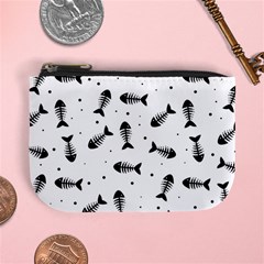 Fish Bones Pattern Mini Coin Purses by Valentinaart