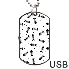 Fish Bones Pattern Dog Tag Usb Flash (one Side) by Valentinaart