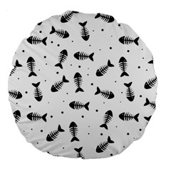 Fish Bones Pattern Large 18  Premium Round Cushions by Valentinaart