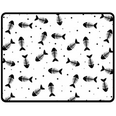 Fish Bones Pattern Double Sided Fleece Blanket (medium)  by Valentinaart