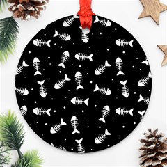 Fish Bones Pattern Ornament (round) by Valentinaart