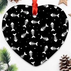 Fish Bones Pattern Ornament (heart) by Valentinaart