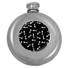 Fish Bones Pattern Round Hip Flask (5 Oz) by Valentinaart