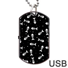 Fish Bones Pattern Dog Tag Usb Flash (one Side) by Valentinaart