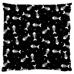 Fish Bones Pattern Large Flano Cushion Case (one Side) by Valentinaart