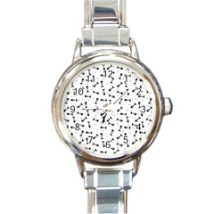 Fish Bones Pattern Round Italian Charm Watch by Valentinaart