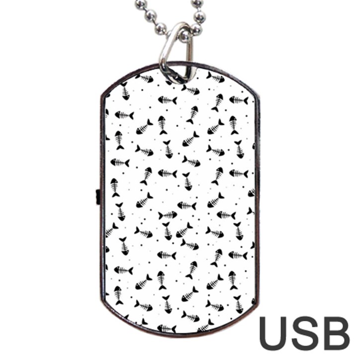 Fish bones pattern Dog Tag USB Flash (One Side)