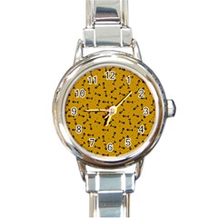 Fish Bones Pattern Round Italian Charm Watch by ValentinaDesign