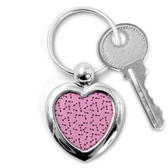 Fish Bones Pattern Key Chains (heart)  by ValentinaDesign