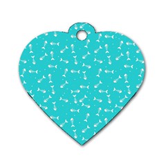 Fish bones pattern Dog Tag Heart (One Side)