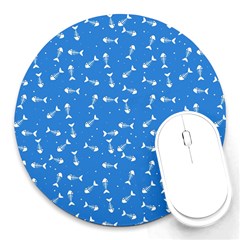 Fish bones pattern Round Mousepads