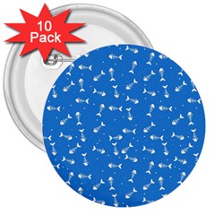 Fish bones pattern 3  Buttons (10 pack) 