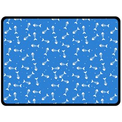 Fish bones pattern Double Sided Fleece Blanket (Large) 